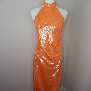 Caroline Constas Halterneck Sequenced Dress